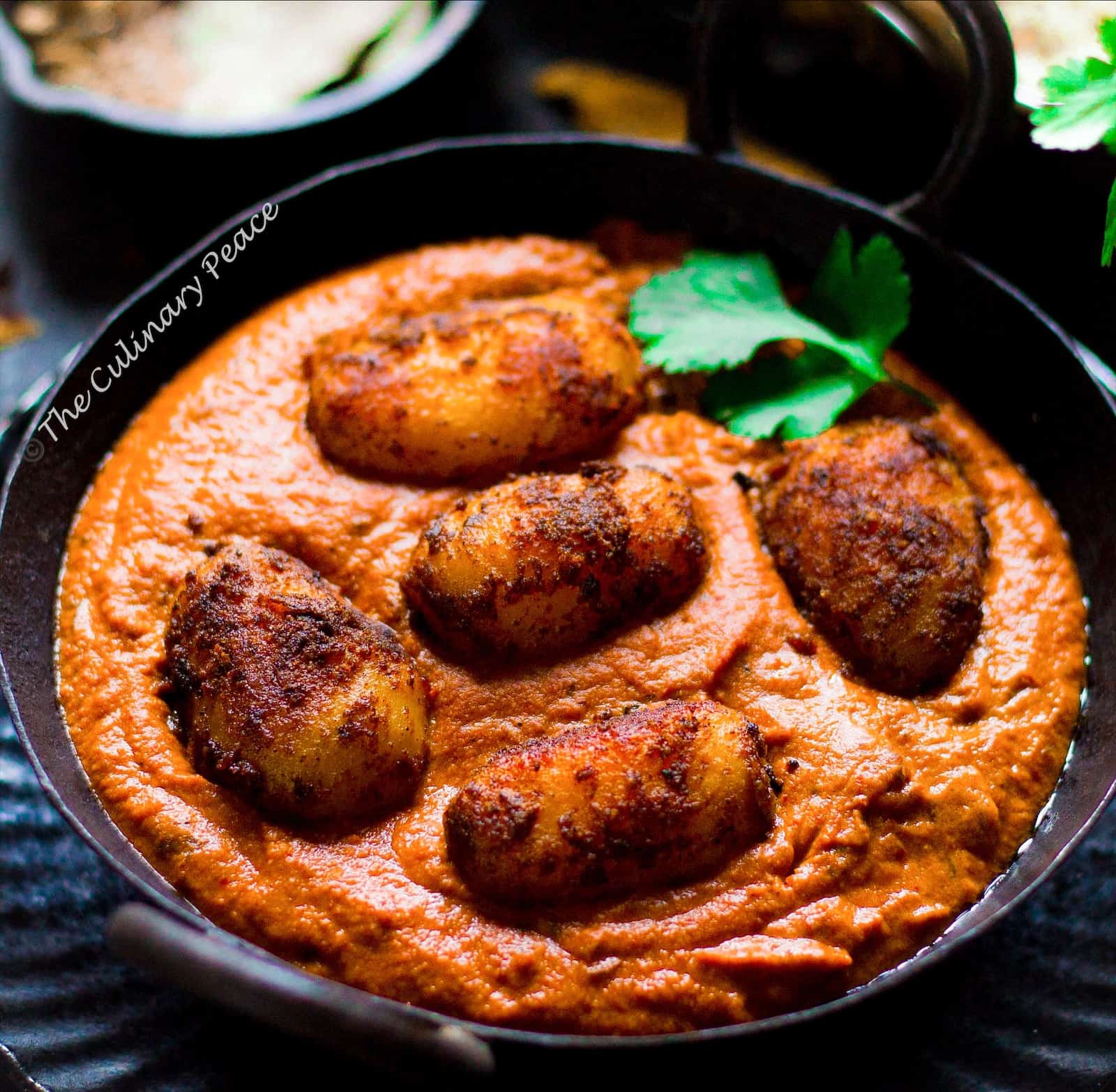 Dum Aloo is a North Indian curry recipe made with baby potatoes that are fried and slow cooked in a spicy, creamy gravy.